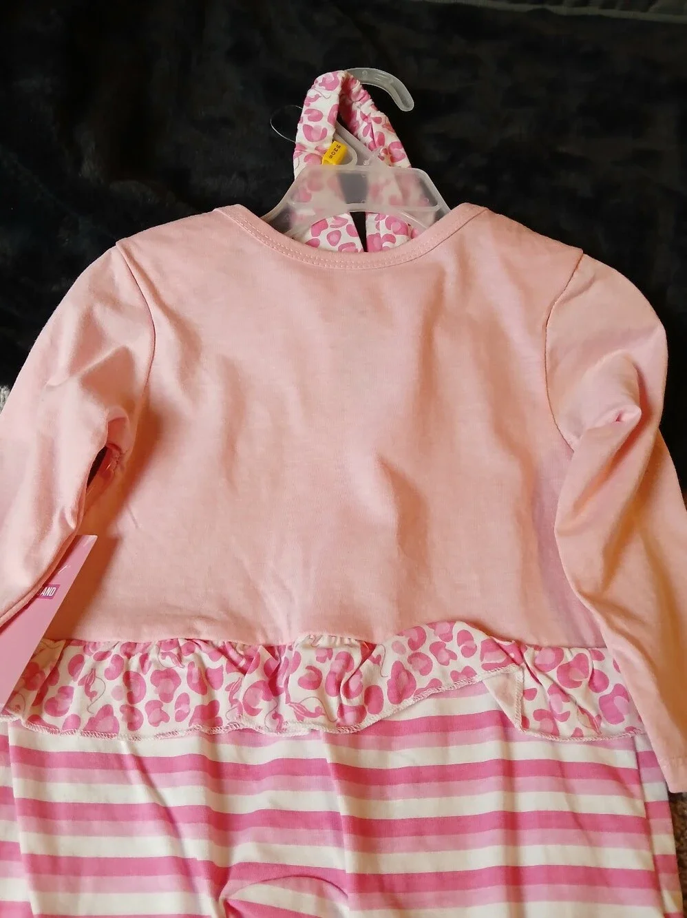 Baby Phat Girls NWT Pink Striped Cheetah Ruffle 1PC Romper & Headband Set - 18M